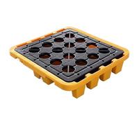 Industrial Oil Spill Containment Tray, Modular 1 Drum Platform for Laboratories & markets, Low Profile Plastic Pallet with Drain, 72x72x15.5 cm for Safe Sto
