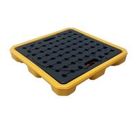 Industrial Oil Spill Containment Tray, Modular 1 Drum Platform for Labs & markets, Low Profile Plastic Pallet with Drain, 68x68x10 cm (26.8x26.8 inches)