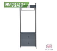 Zahra Open Wardrobe With 2 Drawers - Dark Grey, Grey