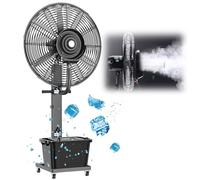 Industrial Patio Misting Fan 26in - High-Power Commercial Spray Pedestal Fan with 11 Gallon Standalone Tank for Outdoor Use in Restaurants & Warehouses