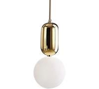 Industrial Pendant Light, 20cm Iron Ceiling Fixture With Milky White Glass Shade, Adjustable Lamp For Kitchen Island Dining Room Gold Diameter 25cm