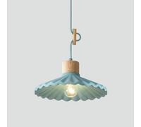 Industrial Pendant Light - Adjustable Height Pleated White Concrete Fixture for Kitchen, Dining Room (Blue)