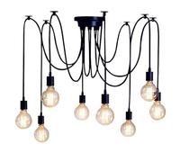 Industrial Pendant Light, Adjustable Spider Style Hanging Lamp with 2M Braided Cable & E27 Socket for Vintage Home Decor