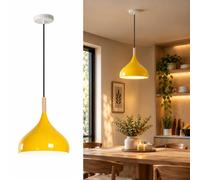 Industrial Pendant Light Shade Yellow Metal Ceiling Light Fitting E27 Base | Mosque Shaped Metal Dome Lampshade Modern Dining Room Bedroom Cafe Bar Lounge Adjustable Hanging Fixture Base Hardware kit