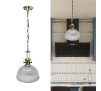 Industrial Pendant Light with Iron Frame and Glass Shade, Adjustable Hanging Fixture for High Ceilings in Living Room or Bedroom