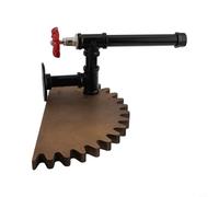 Industrial Pipe Bracket Wall Shelf Wooden Gear Towel Bar Toilet Paper Holder Rustic Semi Circle Brown 25cm Diameter(A)