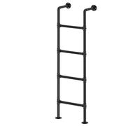 Industrial Pipe Bunk Bed Ladder, Wall Mounted Metal Loft Steps for High Sleeper, Black Iron 4 Step Staircase, Heavy Duty Library Climbing Aid, Secure Non Slip Rungs, 145cm (Black)