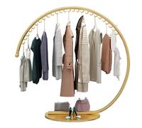 Industrial Pipe Clothing Rack, Heavy Duty Metal Clothes Rack, Commercial Gold Garment Rack, Round Clothing Rack, Retail Display Stand for Hanging Clothes,150cm