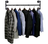 Industrial Pipe Clothing Rack Wall mounted Clothes Rail Hanging Display 105CM