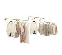 Industrial Pipe Clothing Rack - Wall-Mounted Iron Display Shelf for Home, Boutique Retail Clothes nizer, Stylish Clothes Storage, Rustic Design, & Space-Saving.