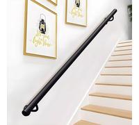Industrial Pipe Railing Non-Slip Staircase Banister Handrail for Steps,1m 1.5m 2m 2.4m 3m 3.6m Wall Mounted Stairway Railing with Wrought Iron Brackets(2ft/60cm)