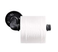 Industrial Pipe Toilet Roll Holder, Heavy Duty DIY Vintage Rustic Wall Mounted Iron Loo Roll Holder, Towel Rail with Hardware for Bathroom, Kitchen, Bedroom, Matt Black