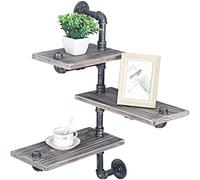 Industrial Pipe Wall Shelf - 3-Tier Rustic Corner Storage, Metal Floating Shelf for Kitchen, Bathroom, Farmhouse & Bar - Stylish Home Décor Solution