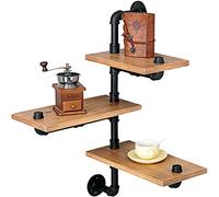 Industrial Pipe Wall Shelf 3 Tier Rustic Floating Corner Rack Metal Shelves for Kitchen Bathroom Farmhouse & Bar Home Decor (Primary Color)