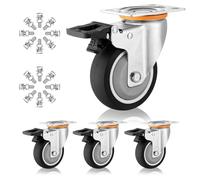 Industrial Plate Casters 4 Pack3" 4" 5" Silent Thermoplastic Rubber Wheels Swivel with Brakes HeavyDuty Replacement Casters for Carts Furniture Workbench