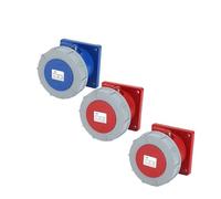 Industrial Plug and Socket 3P/4P/5Pin Electrical Connector 63A 125A IP67waterproof Wall Mounted Socket Male Female 220V 380V(Panel mounted,63A-4P)