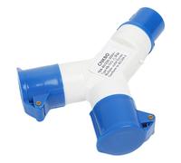 Industrial Plug Waterproof Double Plug Outlet Adapter Dustproof 2 Way Electrical Splitter Portable 16A Electric Mains Hook Up Electrical Connector for Caravans MotorhomesPlug Splitter