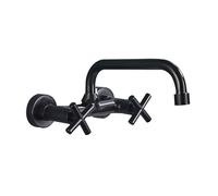 Industrial Pot Filler Faucet Wall Mount Kitchen Brass Black Sink 360° rotatable tap 2 Handle Cold and hot Mixer tap,24cm. (One Color 24CM.)