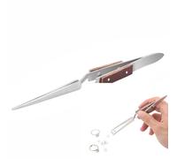 Industrial Precision Fiber Grip Soldering Tweezer Cross Locking Straight Pointed Tip Stainless Steel for Electronics Repair, Jewelry, Computer, Laboratory Work Etc.