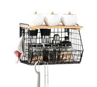 Industrial Provisions Vessel, Wall Mounted Iron Wire Basket, Stackable Under Sink Organizing Bin, Reinforced Food Guard, Basket with Natural Studio Gear Produce Potatoes