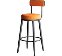 Industrial PU Leather Bar Stools Set of 4, Kitchen Breakfast Bar Chairs with Back for Home, Pub, Kitchen, Coffee Cub, Seat Height 55/65/70/75cm lofty ambition (Orange+black height 70cm)