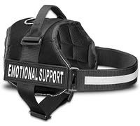 Industrial Puppy Emotional Support Dog Vest Harness with Reflective Straps, Interchangeable Patches, & Top Handle - ESA Dog Vest in Medium, Black