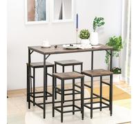 Homcom Set of 1 Industrial Rectangular Bar Table and 4 Stools