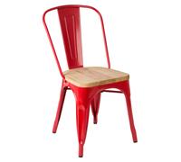 Industrial Red Chair In Powder Coated Metal And Wood, Comfortable Dining Chair For Entertaining Guests Premier Housewares Red One Size