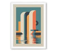 Industrial Reflections Art Deco Framed Wall Art Print A3 (42×29.7cm) White, Wall Decor for Living Room, Bedroom, Office & Home, Ready to Hang, Art Gift