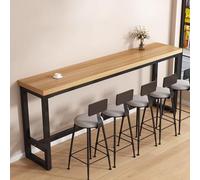Industrial Restaurant Standing Table for Outdoor Use, Long Narrow Dining Table, Kitchen Table, Rectangular Standing Table with Metal Base, Rectangular Bar Table Made of Solid Wood, Table Top 5 cm