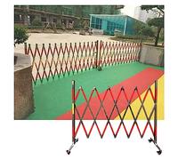 Industrial Retractable Traffic Fence, Expandable Mobile Safety Barrier Gate with Casters, Stainless Steel Road Barricade for Garage & Construction Sites (Silver/Red, 3.9FT x 6.6FT)
