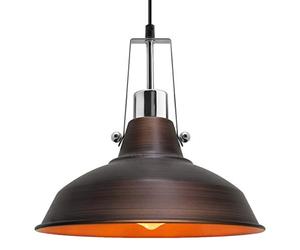 Industrial Retro Barn Pendant Light Metal Lamp Shade Polished Rustic Brown Old Factory Iconic Style M0156