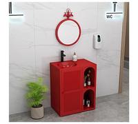 Industrial Retro Bathroom Pedestal Sink Basin - Freestanding Vanity Unit with Iron Art Cabinet & Mirror - Floor Standing Wash Basin for Stylish Home Decor