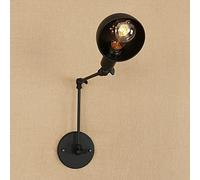 Industrial Retro Bedside Wall Light Adjustable Long Swing Arm Wall Sconce Lamps E27 Old-fashioned Light Bulb Black Wrought Iron Sconces Lights for Loft Barn Farmhouse