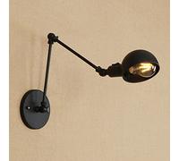 Industrial Retro Bedside Wall Light Adjustable Long Swing Arm Wall Sconce Lamps E27 Old-fashioned Light Bulb Black Wrought Iron Sconces Lights for Loft Barn Farmhouse
