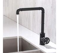 Industrial Retro Brass Kitchen Faucet - Hot & Cold Mixer Tap Black Sink Faucet for Bathroom Stylish & Durable Rubinetto Elegant Design for Home & Commercial Use