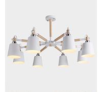 Industrial Retro Chandelier 8 Heads, Nordic Iron Pendant Light, E27 Dining Room & Living Room Lighting, Vintage Style, White Finish - Perfect for Home Decor