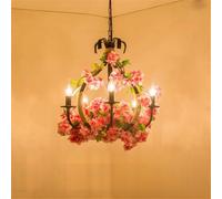 Industrial Retro Chandelier Creative Hemp Rope Design Perfect for Music Bars Cafés Tea Shops Clothing Stores Green Plant Displays LED Light (K 6 Bulbs)