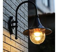 Industrial Retro E27 Gooseneck Wall Sconce - Waterproof Black Aluminum Outdoor Lamp Perfect for Farmhouse Garden Patio and Backyard Lighting (Brass Color)