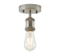 Industrial Retro Flush Mount Single Head Fully Earth Ceiling Light Satin Nickel E27 Lamp Holder Sconce Pendent Set