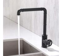 Industrial Retro Kitchen Faucet - Brass Hot & Cold Water Mixer Tap, Black h, Slish Bathroom Sink Mixer, & Ele Design for Modern Homes, SLE