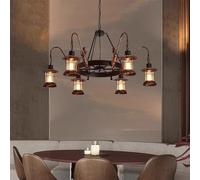 Industrial Retro LED Chandelier Creative 6-Light Pendant Light for Living Room Bedroom Villa Loft Clothing Store Internet Café Bar