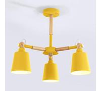 Industrial Retro Pendant Light, Nordic Iron Chandelier, E27 Bulb, 3 Heads, Dining Room, Living Room, Bar Lighting, Vintage Style, Decorative Illumination, Yellow Finish