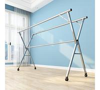 Industrial Rolling Clothes Rack 2.4m Folding Laundry Dryer Modern Bedroom Stand Hanger Versatile Garment Rack with Wheels Ideal for Sheets and Clothing Storage.