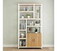 Industrial Room Divider with Shelves, Open Display Bookcase with Cabinet Storage, Freestanding Room Divider Bookcase for Home Office