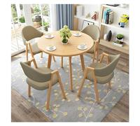 Industrial Round Dining Table Set with 4 Chairs - Modern Conference Room Table & Chairs Circle Office Desk for Kitchen Lounge Living Room Restaurant - Kha Color