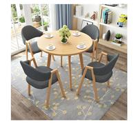 Industrial Round Dining Table Set with 4 Chairs - Modern Graffiti Style Conference Desk for Kitchen Office Lounge Living Room Restaurant - Stylish & Functional