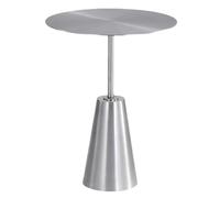 Industrial Round Side Table with Pedestal Metal End Table for Coffee & Accent Small Space Living Room & Bedroom Furniture (17.72″×25.59″ Silver)