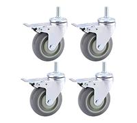 Industrial Rubber Casters 5 Inch Swivel Plate Wheels with Brake M12 x 30mm Thread 75/100/125mm Options 400kg Capacity Durable Versatile Transport Solutions