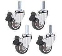 Industrial Rubber Threaded Stem Casters Set of 4 Heavy Duty Wheels for Trolleys & Equipment Optimal Mobility & Stability for Heavy Loads.